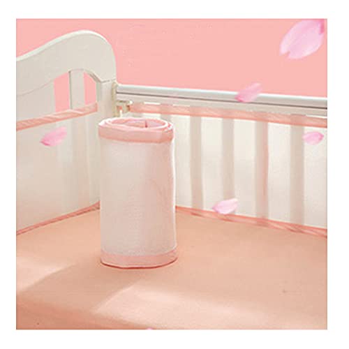 Protector de cama de malla para bebé, niños, niñas, guardería, transpirable, para cuna, protección para niños pequeños (300 cm, rosa) Cover