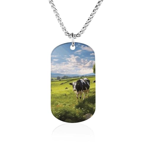 Collier pendentif vache acier titane bijou tendance homme et femme