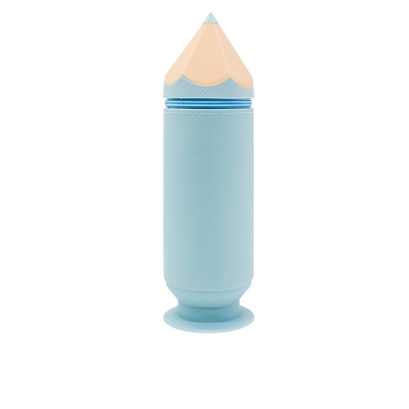 Image of Silicone lightweight waterproof zipper pencil case pencil bag /pouch, cute colourful pencil shape, safe and quality (Sky Blue), QS-2010
