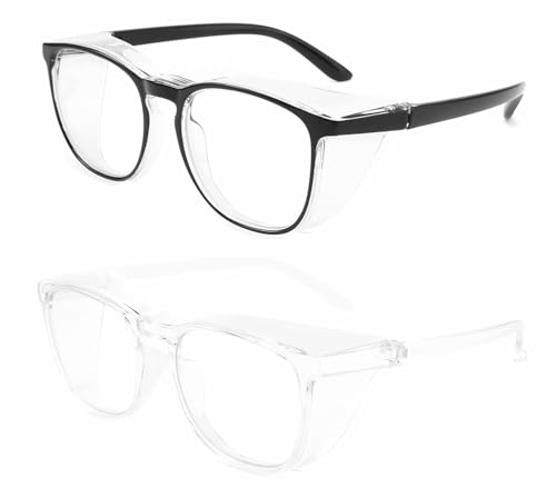Anti-Fog Glasses Safety Goggles with Clear Lenses, Blue Light Blocking Glasses for Men Women,UV Protection Protective Eyewear (2 Pack(Black+Clear)) by PAERDE - Image 2