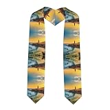 Chales de graduación estampados con atardecer en Barcelona. Nuestros chales de graduación están cuidadosamente elaborados con tela de poliéster texturizada. Estos chales están diseñados para ser clásicos, elegantes y dignos, añadiendo un toque de elegancia a los graduados.