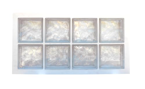 Panel prefabricado con cemento hidrófugado, uso vertical | N. 8 bloques de vidrio (2x4) mm 190x190x80 ondulado transparente | Dimensión 470X870 mm | Unidad de venta: 1 panel