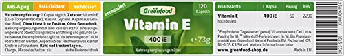 Vitamin E Greenfood Kapseln 400 iE, 120 Stück