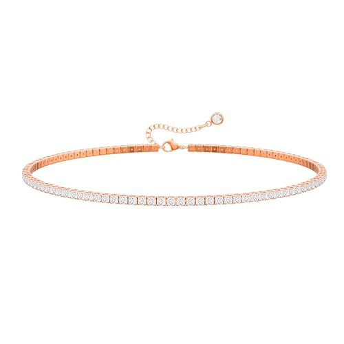Tewiky Pearl Necklaces for Women, Dainty Gold Necklace 14k Gold Plated Single Pearl Necklace Simple Pearl Choker Necklaces for Women Trendy Cute Gold Necklace Jewelry for Women, 3mm, Brass
