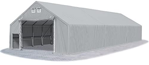 Das Company Tente Industrielle Toute l'année 8x20x3 m Entrepôt étanche Gris Tente de Stockage Pipes du 78mm Bâche ignifuger Stable et Robuste 720g/m2