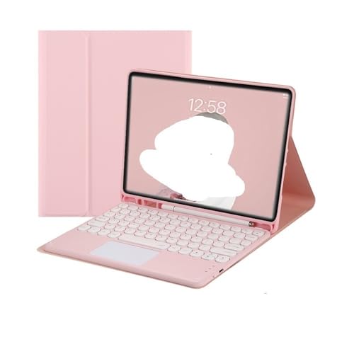 Funda de cuero premium rosa con teclado redondo para Samsung Galaxy Tab S9 Plus de 12.4"
