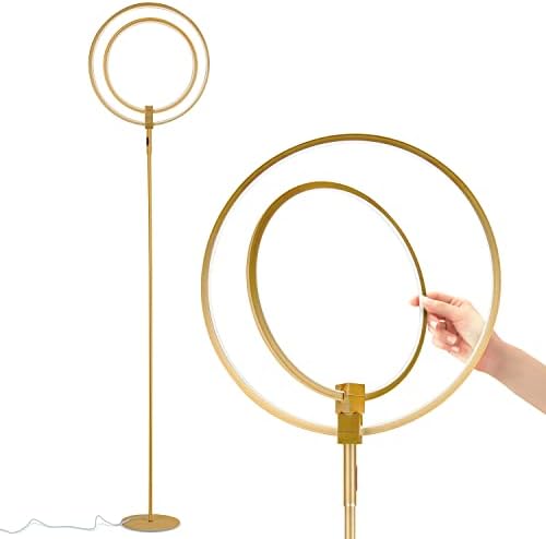 Brightech Eclipse Modern LED Torchiere Floor Lamp - Very High Brightness, Indoor Lamp - Living Room Standing Light - Alternative to Halogen - Built in Touch Dimmer - Gold/Brass