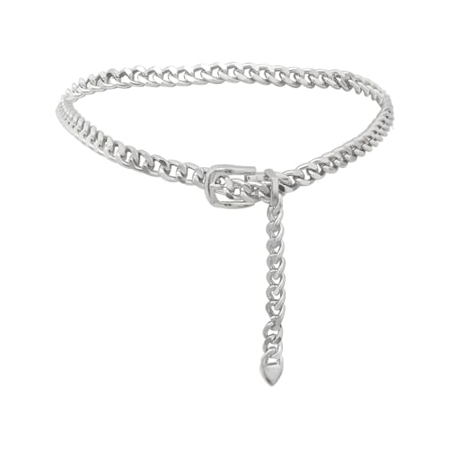 JKJF Metall Kettengürtel Damen Taille Gürtel Einstellbare Körperkette Für Party Hochzeit Alltagskleidung –Silber