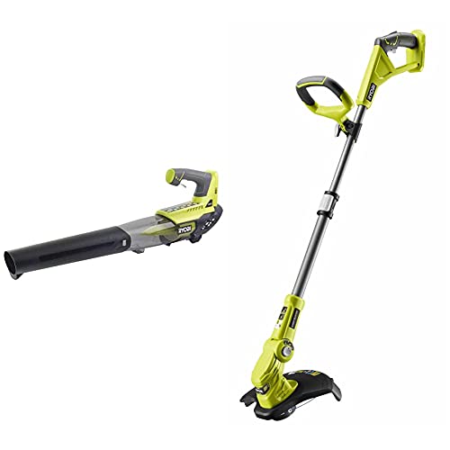 RYOBI - Souffleur Électrique sans Fil 18V One+ Turbo Jet & Coupe-Bordure/Dresse-Bordure Électrique sans Fil à Batterie 18V One+ Ø 25-30cm - Utilisations Travaux de Finition
