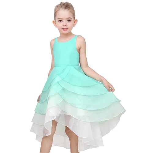 Sunny Fashion Girls Dress Gradient Zigzag Hi-lo Suspender Backless Sleeveless3