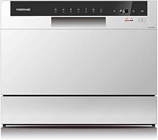 Farberware Professional FCD06ABBWHA Compact Portable Countertop Dishwasher with 6 Place Settings and Silverware
