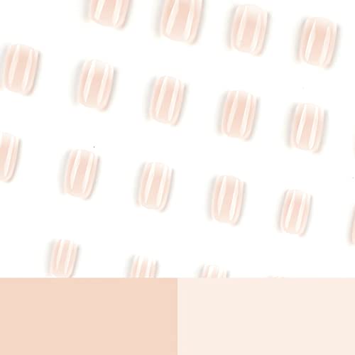 IMSOHOT Short Gradient Press on Nails Square Ombre Fake Nails Nude Glue on Nails Full Cover Acrylic False Nails Artificial Stick on Nails for Women and Girls 24PCS - Image 5