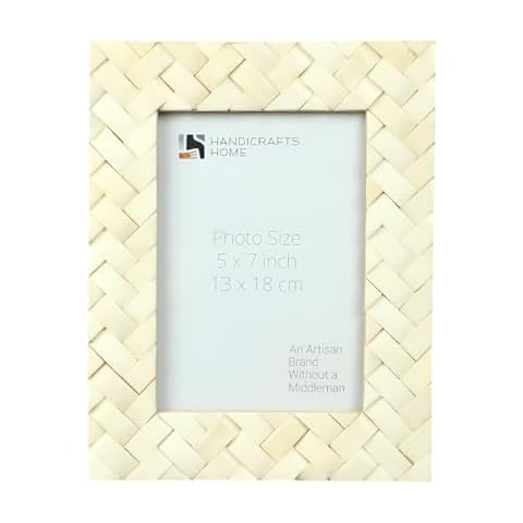 Handicrafts Home White Bone Inlay Braided Pattern Photo Frame 5x7, Stylish Frames Cover