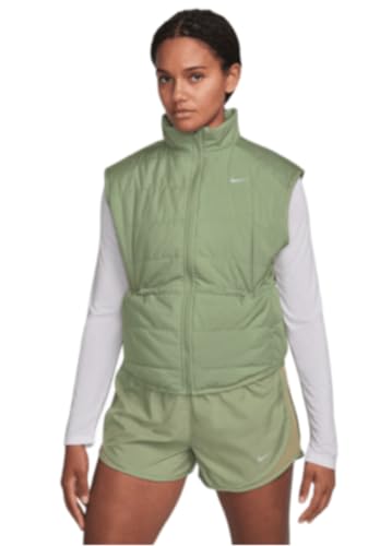 Nike Women's Therma-FIT Swift Women's Reflective Running Vest Loose Fit (US, Alpha, Small, Regular, Regular, OIl Green 386)