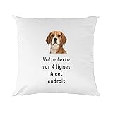 Mygoodprice Housse de Coussin Bicolore Pictogramme Beagle avec Texte Personnalisable – 40x40 cm - Plusieurs Coloris Disponibles Moka