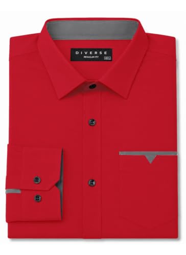 Image of Diverse Men's Cotton Blend Shirt with Pocket Design Spread Collar Full Sleeves Regular Fit and Standard Length | Comfortable Cotton Casual Shirt for Man