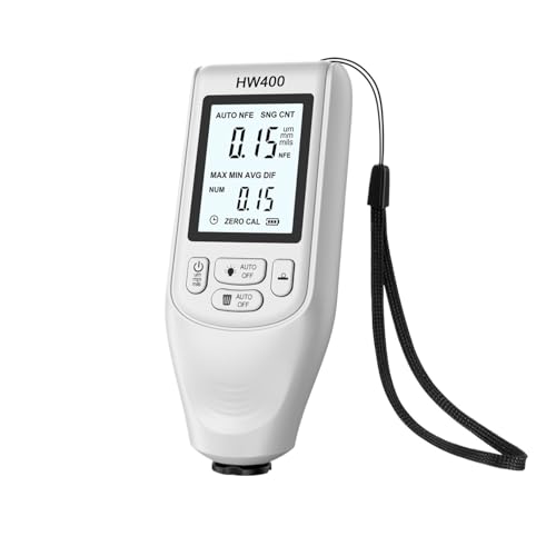 Thickness Gauge. HW400 Car Paint Coating Thickness Gau 0-2000UM High Precision Vehicle Paint Film Thickness Tester Meter .Industrial(White HW-400)