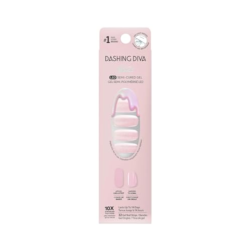 Dashing Diva Glaze Effects Nail Strip Set - Ballerina Blush - Long Lasting, Chip Resistant, Semi-Cured Gel Nails - 4-Piece Manicure Set with 32 Strips
