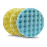Lake Country 5.5" Waffle Foam Pad Kit (3-Pack) – Yellow & Blue Polishing Pads for Compounding, Polishing & Finishing – Fits 5" Backing Plate