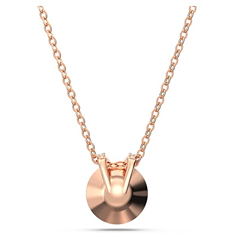 Swarovski Bella V Pendant Necklace With Round Pink Center Crystal And Crystal Pavé On Rose-Gold Tone Finished Chain, Part Of The Bella Collection #TOP3
