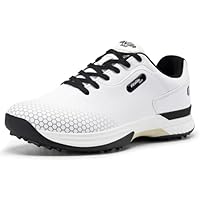 FitVille Extra Breit Golfschuhe für Herren wasserdicht Men's Golf Shoes Atmungsaktiv Trainingsschuh für Golf Weiß Schwarz 44.5 EU Weit