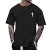 T Shirts for Men Designer Crew Neck Christian Cross Print Short Sleeve Lightweight Breathable Sports Workout Gym Muscle Tees, Black, 5XL #3
