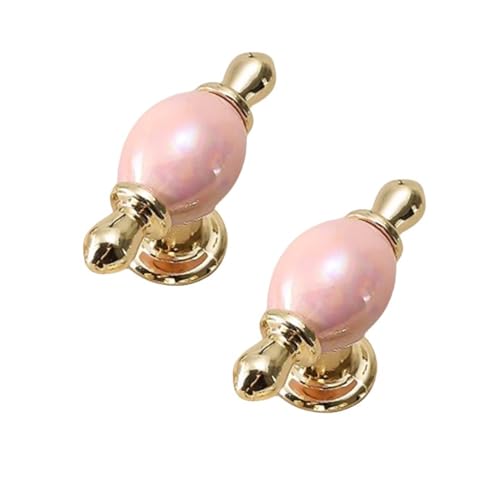 Wulachaka 2pcs Wardrobe Porcelain Zinc Alloy Cabinet Pulls Ceramic Kids Door Knobs Handles Multicolored Door Levers Furniture Door Knobs for Drawers,Kitchen,Living Room (Pink, Single Hole)