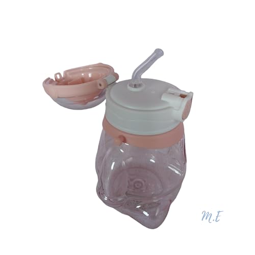 Garrafa de água infantil Cat Astronauta c/adesivos c/alça c/canudo em silicone antivazamento 700 ml
