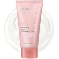 ORDIFEN Collagen Night Wrapping Mask for Glowing Skin, Collagen Overnight Wrapping Peel Off Facial Mask for Elasticity Hydration, Reduce Sagging Dullness, 2.65 fl.oz, Pink(Brush Included)