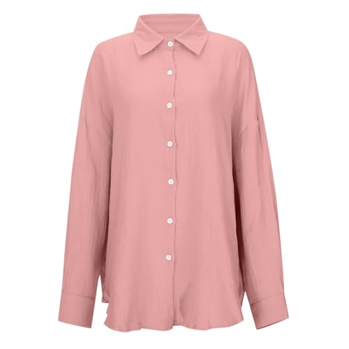 Women's Casual Oversized Solid Color Shirt Breathable Lightweight Blouse Relaxed Fit Top2