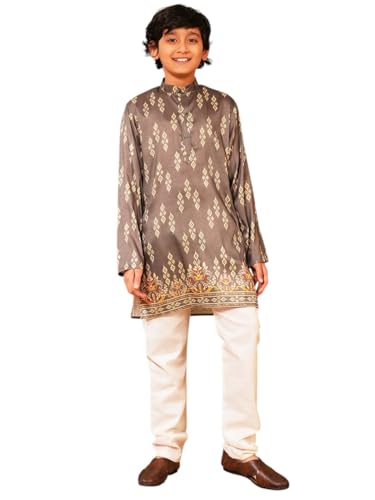 Image of AJ DEZINES Kurta Pajama For Kids Boys | Cotton Printed Chikankari Kurta Pyjama Set For Boys | Traditional & Festive Outfit | Party & Ethnic Wear | Stylish Kids Kurta Set