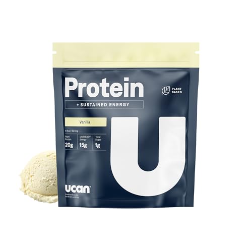 UCAN Energy + Plant Protein Powder - Vegan Plant Based Protein 20g Pea Protein with Amino Acids EAAs & BCCAs - Keto Protein Powder - No Added Sugar, Gluten-Free - Vanilla - 12 Servings
