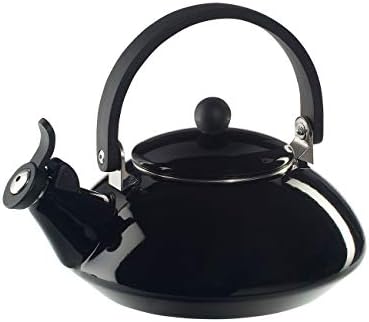 Le Creuset Zen stove kettle with pipe, suitable for all types of cookers including induction, enamelled steel, capacity 1.5 L, glossy black