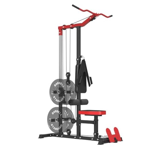 ER KANG LAT Tower, LAT Pull Down and LAT Row Cable Machine with Flip-Up Footplate, High and Low Pulley Station with AB Crunch Harness, Home Gym Fitness（New）