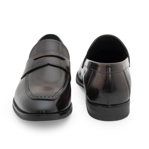 Image of Red Tape Men's Formal Shoes Teak Leather Round Toe Slipon Flexible Support
