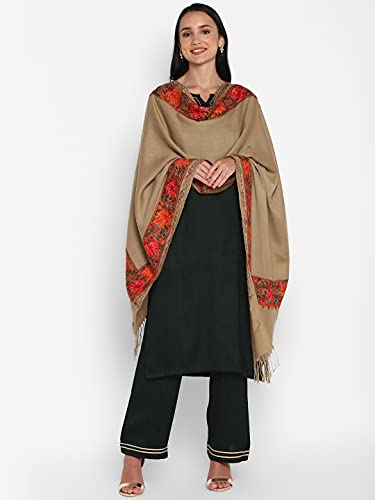 Zamour Women Embroidered Large Scarf Wrap Faux Pashmina Wool, Indian Kashmiri Oversized Scarves Wraps Stole Shawl for Winter3