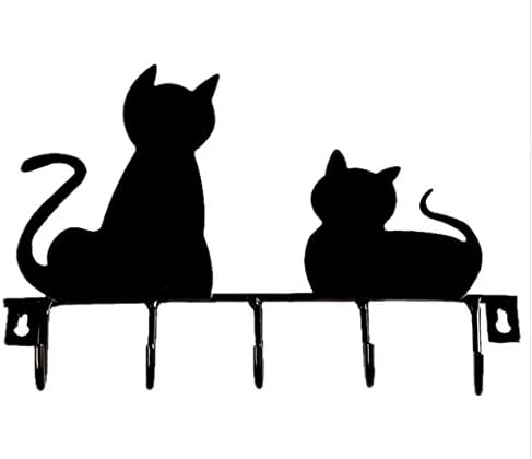 Key Holder for wall Black Cats Key Hook Jewel Hook 5 hooks Cute Cat