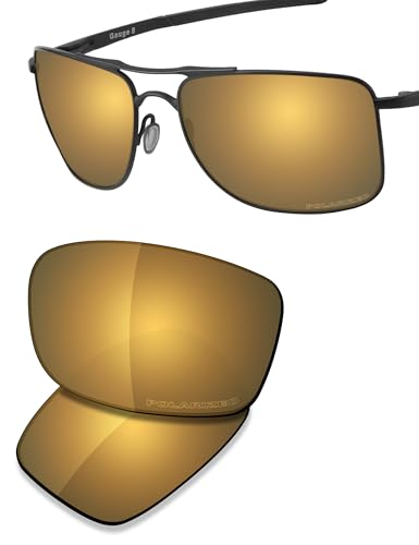 Image of SAUCER Premium Replacement Lenses & Rubber Kits for Oakley Gauge 8 L OO4124 62mm Sunglasses High Defense - Bronze Gold Polarized
