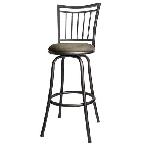 Butaco metálico giratorio con altura ajustable de 24 a 29 pulgadas, tapizado en poliéster color negro mate y beige miniatura 1