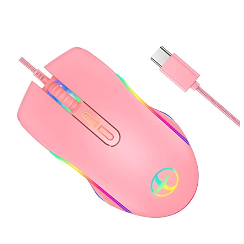 KOMBIUDA mouse wired for laptop light mice light pink linux laptop backlit lap desks light up wired for gamer lovely wired gaming latop girls cute adorable laptip Accessories abs LED Work