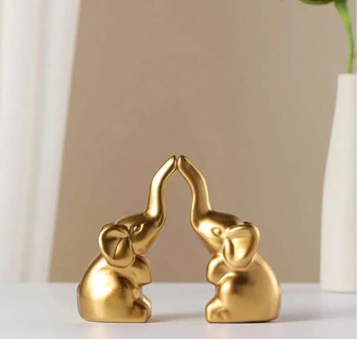 Image of VRB Dec 1 Set for Statue Study Office Desk Decor Showpiece Gift Decoration Accessories Items Decorative Showpeice for Home ((2 Pcs Golden Elephant))