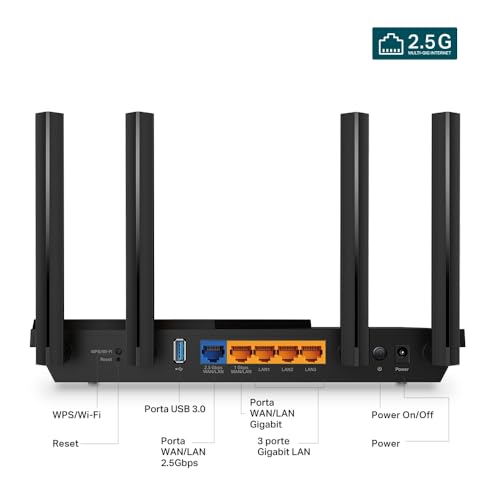 Archer AX55 Pro Router AX3000Mbps Wi-Fi 6, 2.5G Porta WAN/LAN, Larghezza di Banda 160MHz, Porta USB 3.0, Streaming 8K, Ampia Copertura, Client e Server VPN, HomeShield, MU-MIMO, OFDMA - Router - Immagine 2