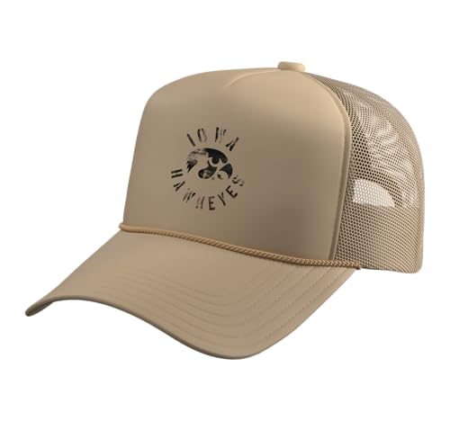 Iowa Hawkeyes | Official NCAA Merch | 21BK01 Trucker Hat with Adjustable Mesh Back Khaki