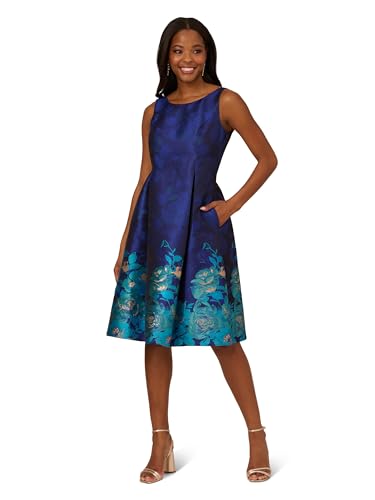 Image of Adrianna Papell Border Jacquard Dress