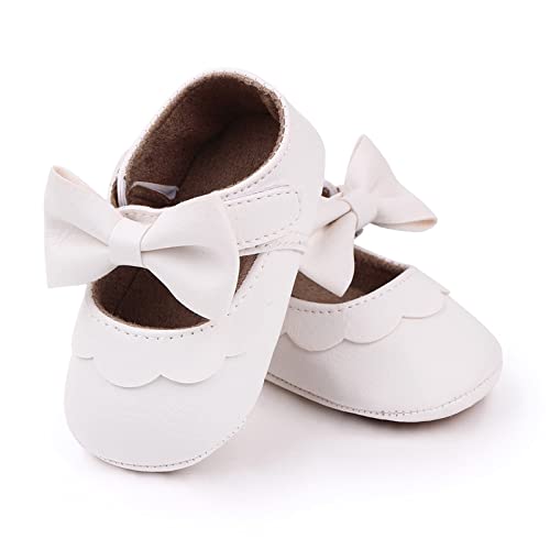 Infant Girls Single Shoes Bowknot First Walkers Shoes Toddler Sandals Princess Shoes Shoes Toddler 6 (White, 6 Toddler)2