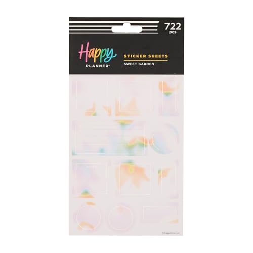 Happy Planner 15-Sheet Sticker Pack for Calendars, Journals, and Planners, Scrapbook Accessories, Classic Size, 722 Stickers Total, Sweet Garden by The Happy Planner - Used condition - US$12.03
