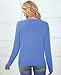 QUALFORT Damen Pullover 100% Baumwolle Leichter Langärmeliger Basic Strickpullover Blau S