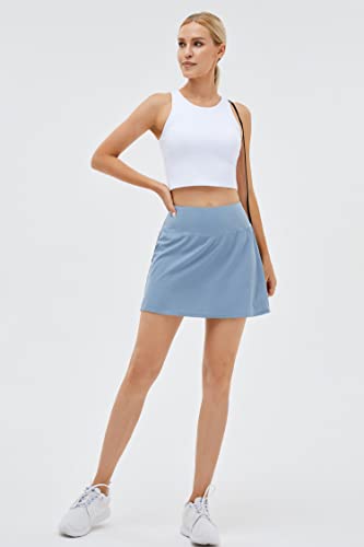 Women's Active Athletic Skirt Sports Golf Tennis Running Pockets Skort Denim Blue Large