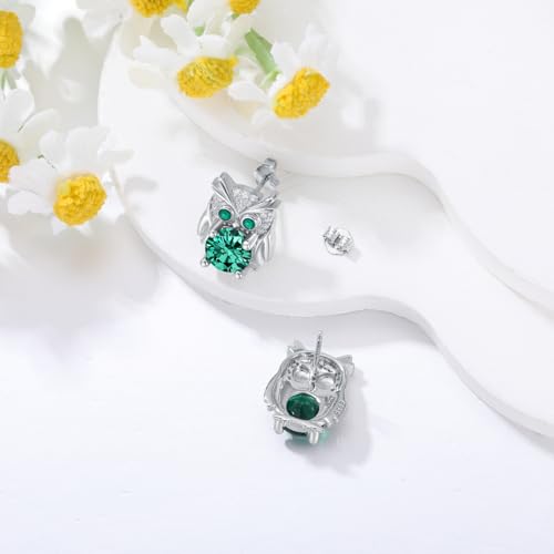 Lab-Created Emerald Stud Earrings for Women 925 Sterling Silver Jewelry Earrings for Mother Wife Her3