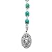 Handmade 1-Decade Tenner Pocket Rosary with Aqua and Green Floral Beads with Choice of Saint Medal